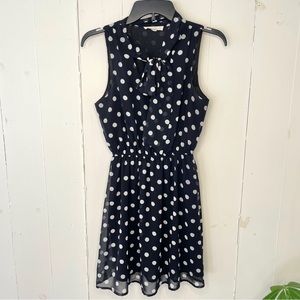 Polka Dot Chiffon Mini Dress with Bow Tie, size S